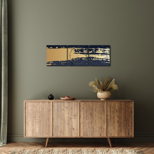 Kép - Kék és arany absztrakció N⁰2 (órával) (90x30 cm)