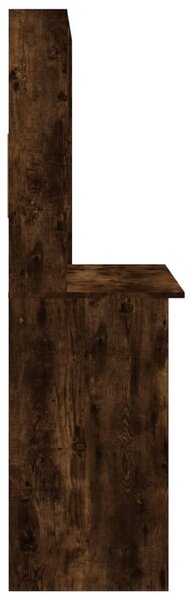 Füstös tölgy szerelt fa íróasztal polcokkal 102 x 45 x 148 cm