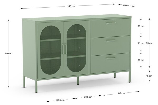 Mentazöld komód 140x90 cm Diora – Marckeric