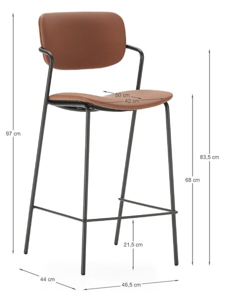 Téglavörös bárszék szett 2 db-os (ülésmagasság 68 cm) Maika – Marckeric