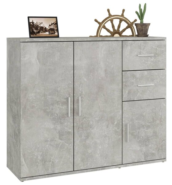 Betonszürke szerelt fa tálalószekrény 91x29,5x75 cm