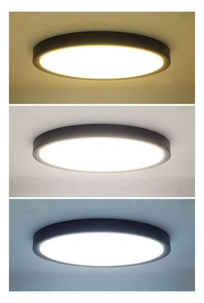Estela LED mennyezeti lámpa távirányítóval állítható - 30 cm átmérő, fekete