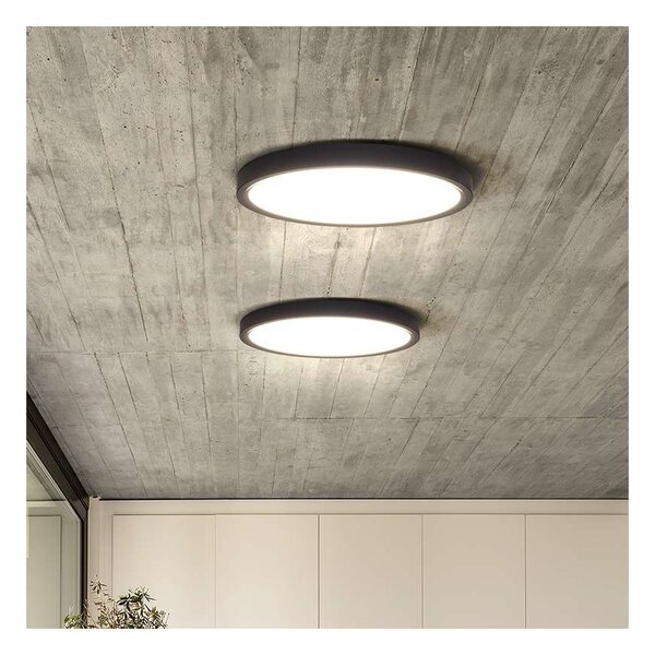 Estela LED mennyezeti lámpa távirányítóval állítható - 30 cm átmérő, fekete