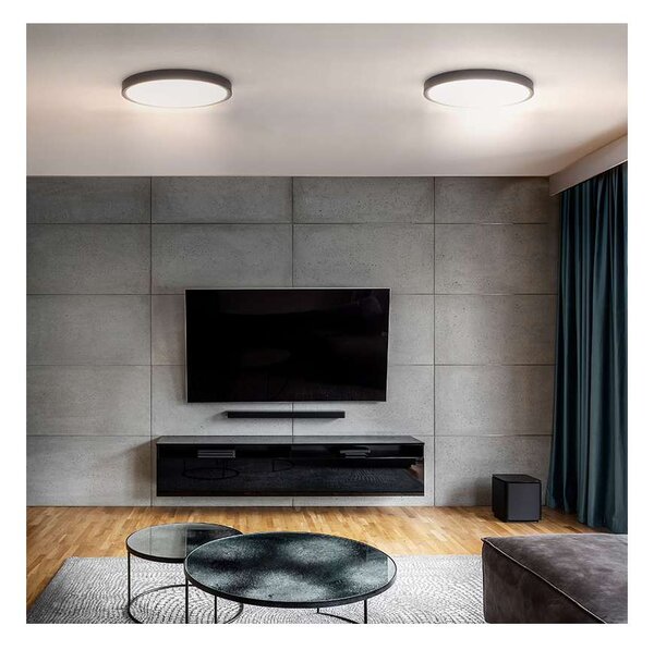Estela LED mennyezeti lámpa távirányítóval állítható - 50 cm átmérő, fekete