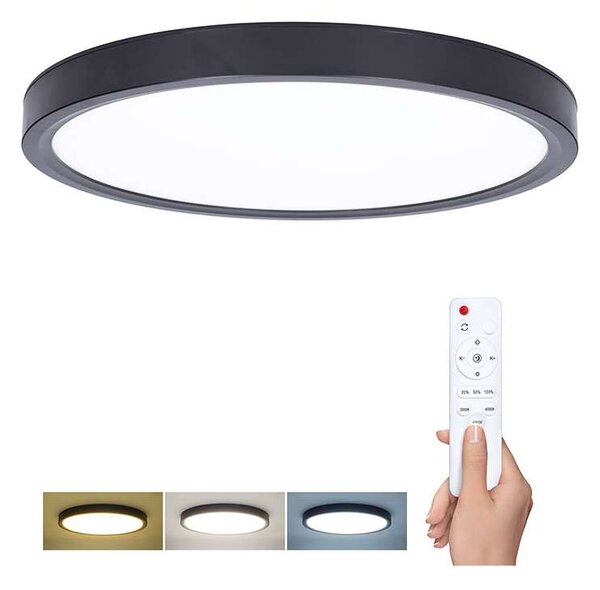Estela LED mennyezeti lámpa távirányítóval állítható - 50 cm átmérő, fekete