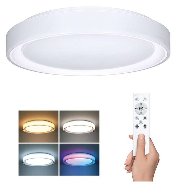 Floco LED mennyezeti lámpa távirányítóval RGB - 40 cm átmérő, fehér