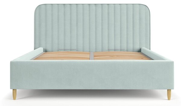 Mentazöld kárpitozott ágyneműtartós egyszemélyes ágy ágyráccsal 120x200 cm Noto – Maison de Rêve