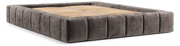 Barna kárpitozott ágyneműtartós franciaágy ágyráccsal 160x200 cm Aruba L – Maison de Rêve