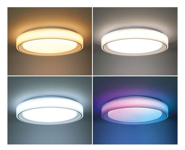 Floco LED mennyezeti lámpa távirányítóval RGB - 40 cm átmérő, fehér