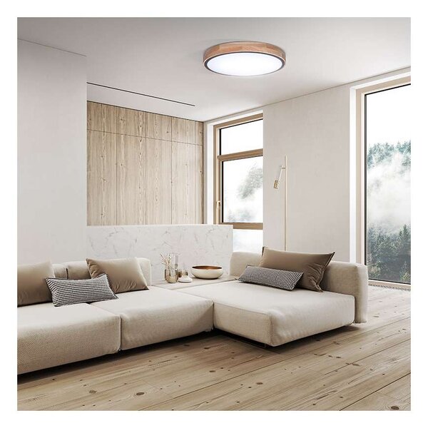 Iron Oak LED mennyezeti lámpa távirányítóval állítható - 40 cm átmérő, barna