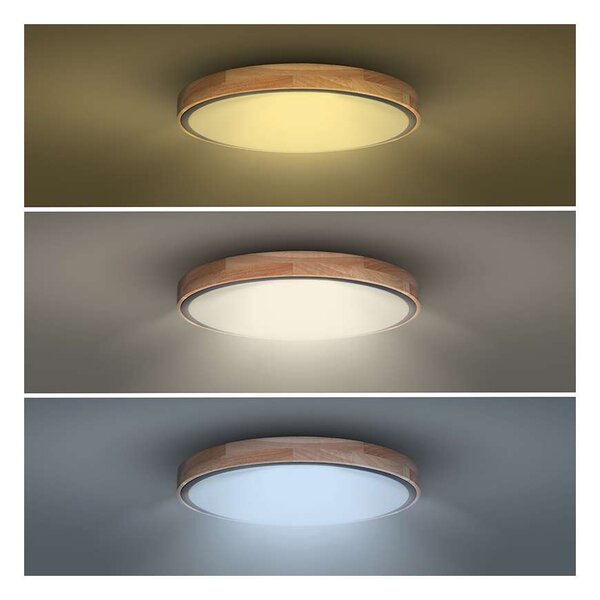 Iron Oak LED mennyezeti lámpa távirányítóval állítható - 40 cm átmérő, barna