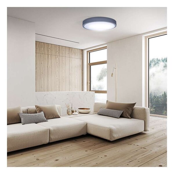 Grey LED mennyezeti lámpa távirányítóval állítható - 49 cm átmérő, szürke