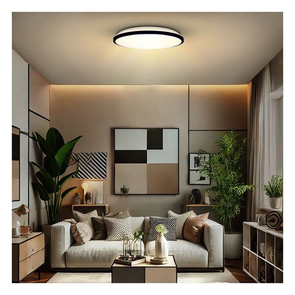 Jamil LED mennyezeti lámpa távirányítóval állítható - 40 cm átmérő, fekete