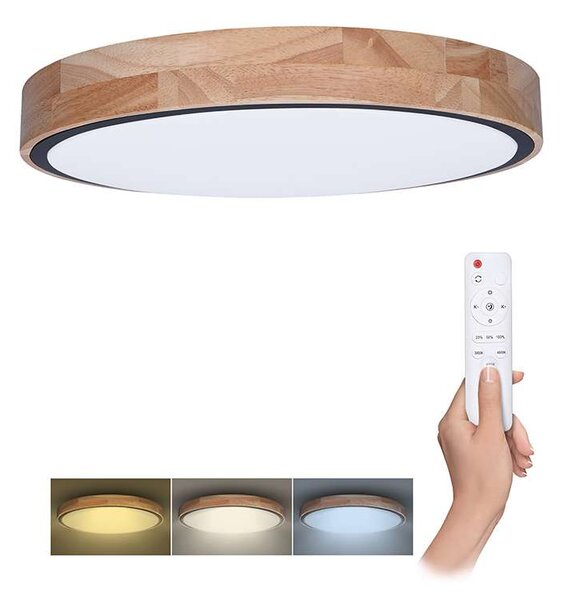 Iron Oak LED mennyezeti lámpa távirányítóval állítható - 51 cm átmérő, barna
