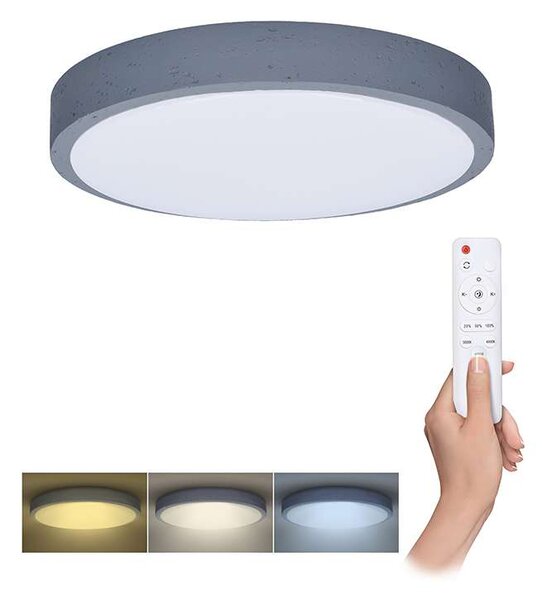 Grey LED mennyezeti lámpa távirányítóval állítható - 38 cm átmérő, szürke