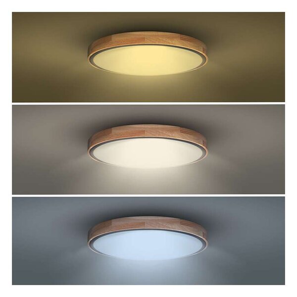 Iron Oak LED mennyezeti lámpa távirányítóval állítható - 51 cm átmérő, barna