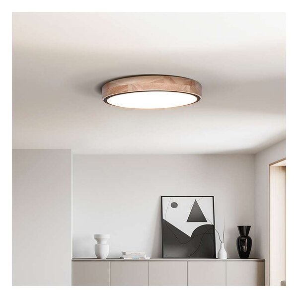 Iron Oak LED mennyezeti lámpa távirányítóval állítható - 51 cm átmérő, barna