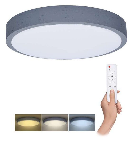 Grey LED mennyezeti lámpa távirányítóval állítható - 49 cm átmérő, szürke
