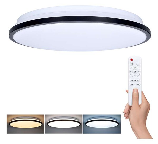 Jamil LED mennyezeti lámpa távirányítóval állítható - 40 cm átmérő, fekete