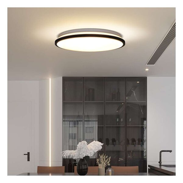 Jamil LED mennyezeti lámpa távirányítóval állítható - 40 cm átmérő, fekete