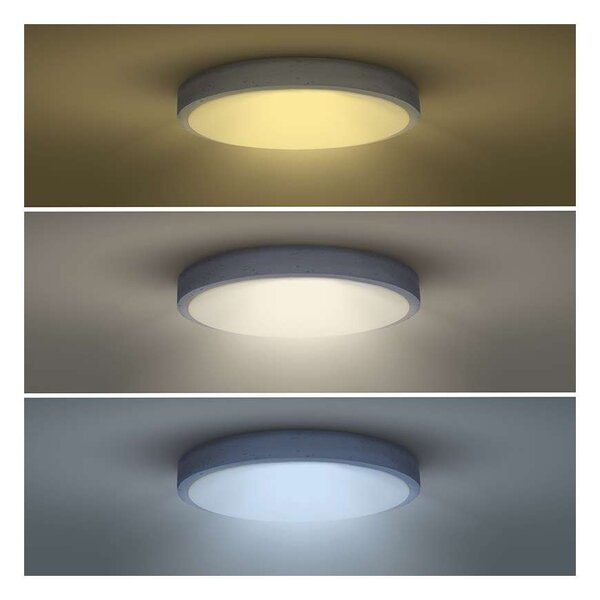 Grey LED mennyezeti lámpa távirányítóval állítható - 38 cm átmérő, szürke