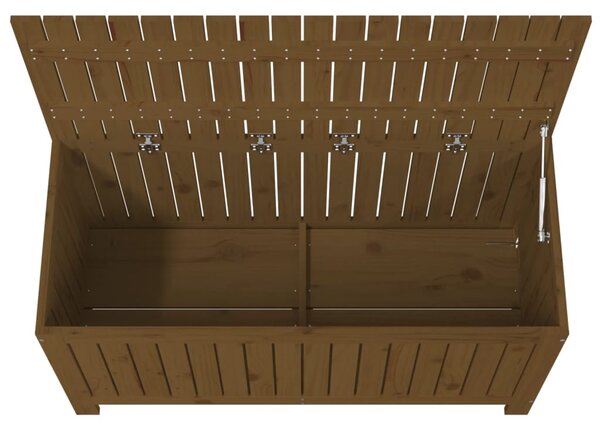 Mézbarna tömör fenyőfa kerti tárolóláda 115 x 49 x 60 cm