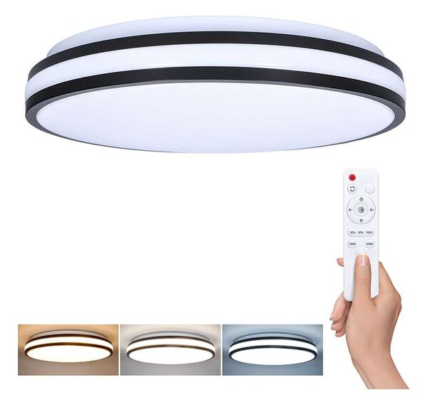 Laskos LED mennyezeti lámpa távirányítóval állítható - 39 cm átmérő, fekete