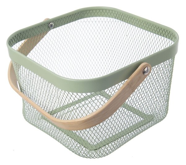 Fémhuzalos fém tárolókosár 24,5x24,5x30 cm Greenish – Orion