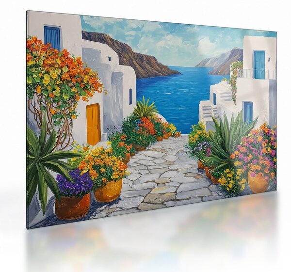 Üveg kép - Görög sikátor (70x50 cm)