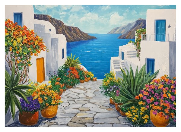 Üveg kép - Görög sikátor (70x50 cm)