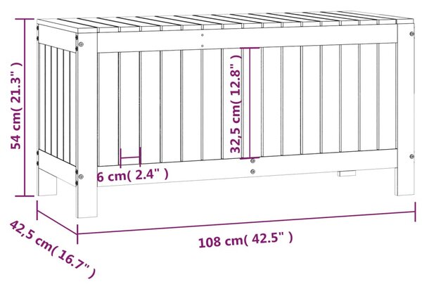 Mézbarna tömör fenyőfa kerti tárolóláda 108x42,5x54 cm