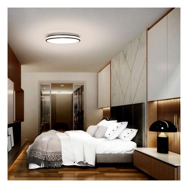 Laskos LED mennyezeti lámpa távirányítóval állítható - 39 cm átmérő, fekete