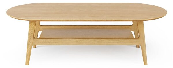 Natúr színű dohányzóasztal tölgyfa dekorral 60x130 cm Curved – Woodman