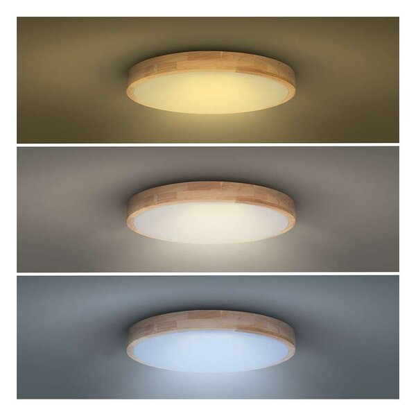 Solid Oak LED mennyezeti lámpa távirányítóval állítható - 39 cm átmérő, barna