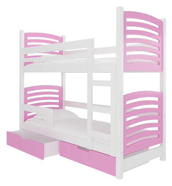 OSINA emeletes ágy, 180x75, fehér/rózsaszín