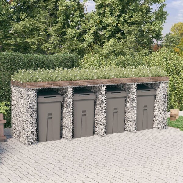 VidaXL horganyzott vas gabionkosár szemeteskukához 350 x 91 x 120 cm