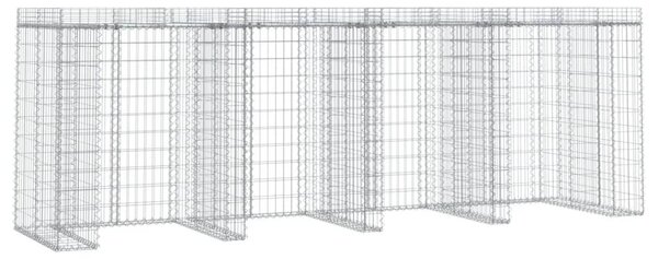 VidaXL horganyzott vas gabionkosár szemeteskukához 350 x 91 x 120 cm