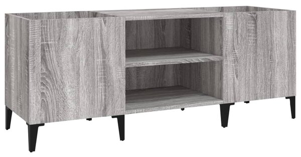 Szürke sonoma színű szerelt fa hanglemezszekrény 121x38x48 cm