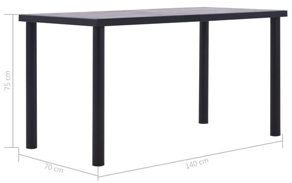 Fekete és betonszürke MDF étkezőasztal 140 x 70 x 75 cm