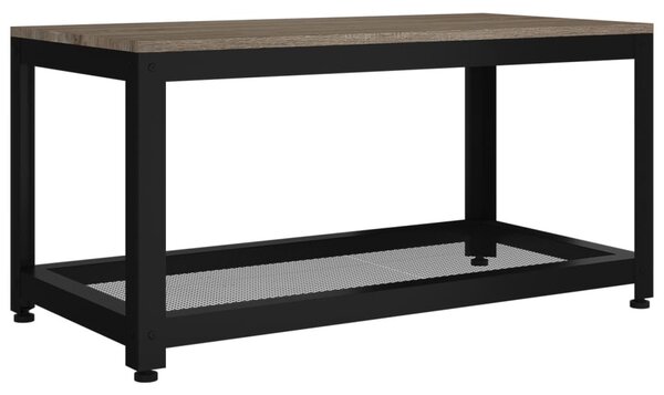 Szürke és fekete MDF és vas dohányzóasztal 90x45x45 cm