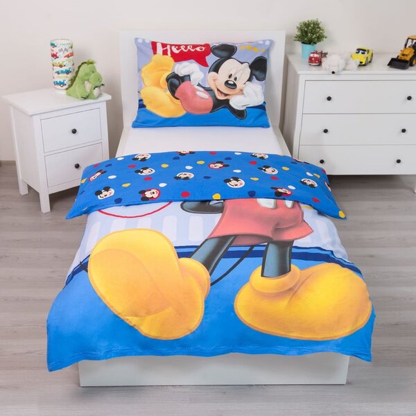 Egyszemélyes pamut gyerek ágyneműhuzat 140x200 cm Mickey "Hello" – Jerry Fabrics