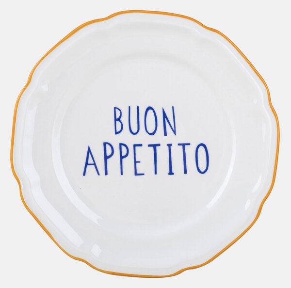 Sinsay - Kerámia tányér Buon Appetito felirattal - sárga