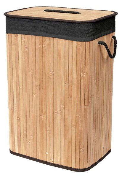 Fekete-natúr színű bambusz szennyeskosár 78 l Bamboo – Compactor