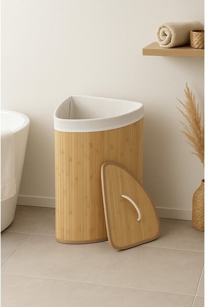 Natúr színű bambusz szennyeskosár 40 l Bamboo – Compactor