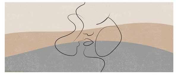 Kép - Line art csók (120x50 cm)
