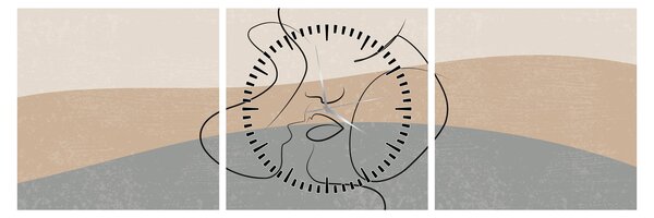 Kép - Line art csók (órával) (90x30 cm)