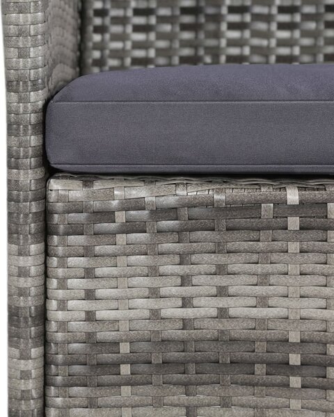 11 részes szürke polyrattan kültéri étkezőgarnitúra párnával