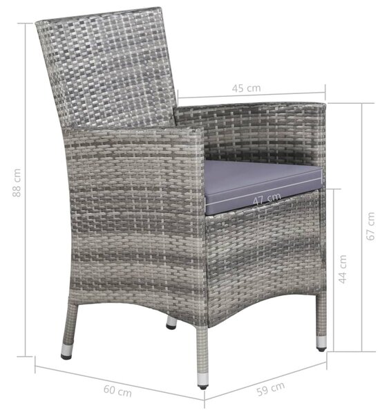 11 részes szürke polyrattan kültéri étkezőgarnitúra párnával