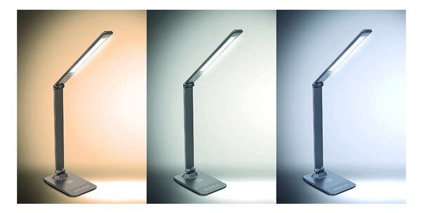 WO55-G LED asztali lámpa vezeték nélküli töltéssel, szürke