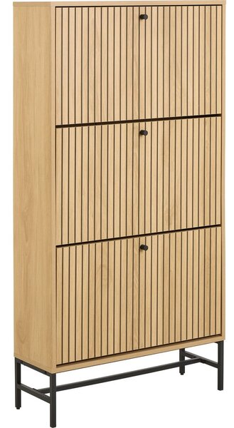 Natúr színű billenő ajtós cipőtartó tölgyfa dekorral 72x140x25 cm Albany – Actona
